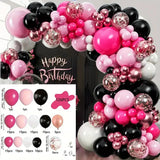 Qfdian  126pcs Rose Red Black White Balloon Arch kit,for Student School Birthday Party Wedding Graduation Halloween Christmas Decoration