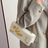 Qfdian Luxury Design Fashion Butterfly Chain Shoulder Bags Y2k Aesthetic Office Lady Chic Underarm Bag Women Elegant Purse and Handbags