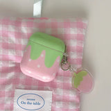 Qfdian Korea Lovely Fresh Strawberry Pattern Silicone Earphone Case for AirPods 2 3 4 Pro 2nd Generation Protective Cover Cute Pendant