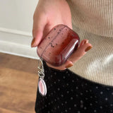 Qfdian Pink Brown Gradient Transparent Splashing Ink Design Soft Cover Case for Airpods 1/2/3/4 Pro 2nd Fashion Simplicity Style Coque