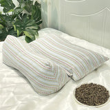 Qfdian  1pcs Buckwheat Shell Filling Pillowcore Triangular Conjoined Cervical Pillows Jacquard Skin Friendly Fabric Detachable Pillow