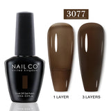 Qfdian  15ml UV Gel Nail Polish Semi Permanent Gel Varnish Enamel Brown Nail Gel Design Red Nails Art Nude Color Glitter Manicure