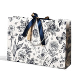 Qfdian  6Pcs Navy Blue Red Flower Butterfly Leaves Art Line Drawing Portable Gift Bags with Ribbon for Wedding Birthday Party Guest Gift
