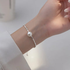 New Fashion Silver Colour Pearl Bracelet Sparkling Exquisite Simple Women Fine Jewelry Accessories Wedding Party Gift