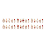 Qfdian  24 long water drop shaped pressing nails French irregular nail art works&1 friction strip and 1 jelly gel