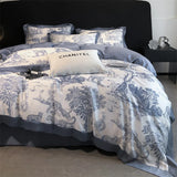 Qfdian Soft Silky Skin Friendl natural Eucalyptus Fiber Lyocell Bedding Set Forest Plants Leopard Duvet Cover Set Bed Sheet Pillowcases