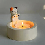 Qfdian Cute Kitten Candle Candlestick Cartoon Cat Aromatherapy Candle Holder Durable Birthday Gift Ornament