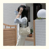 Qfdian Korean Chic Office Lady Shoulder Underarm Bag Elegant Pleated Casual Bags for Women Sweet Y2k Aesthetic Fashion Simple Handbags