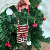 Qfdian Red stripes autume winter 3d bowknot  cover for iphone 15pro 16promax 16 13pro 12 14 13 15 pro max 14promax rope phone case