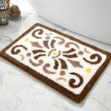 Qfdian  Simple Geometric Bath Mats Strong Water-absorbent Anti-slip Carpet Flocked Home Bathroom Quick-drying Foot Mat