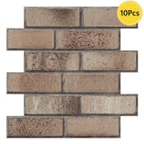 Qfdian  10pcs 3D Wall Sticker Self-adhesive Faux Brick Wall Panel Peel and Stick Kitchen Tile Backsplash Bathroom Wall Tile Sticker