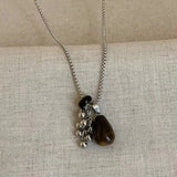 Qfdian Korean Colorful Stones Geometric Pendant Necklace for Women Simple Metal Grape Cluster Clavicle Chain Sweater Chain Jewelry Gift
