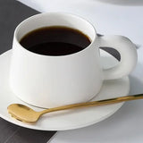 Qfdian  1pc Black/White Mug Ceramic Home Dining Table Office Restaurant Supplies Breakfast Afternoon Tea Milk Water Coffee Cup Plate Set