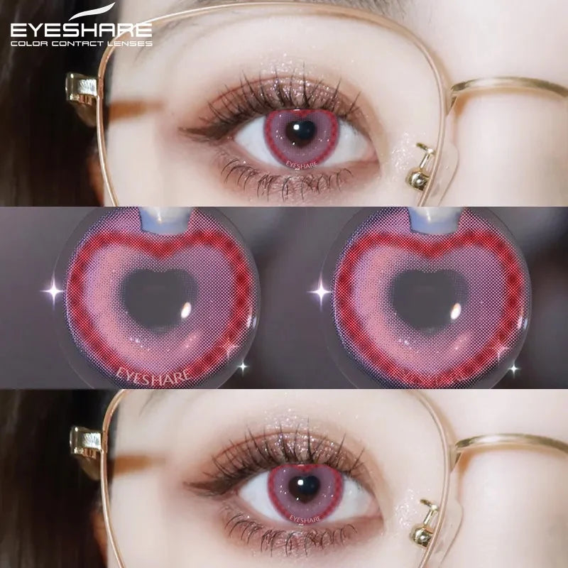 EYESHARE 1Pair Purple Lenses for Eyes Color Contact Lenses for Eyes Pink Anime Colored Lens Y2K Lenses for Natural Eye Yearly