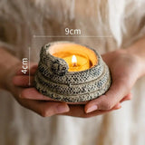 Qfdian  ‌Coil Snake Ornaments Candlestick Base Figurine Candle Cup Ware Creative Festival Gift Concrete Craftwork Home Garden Decor