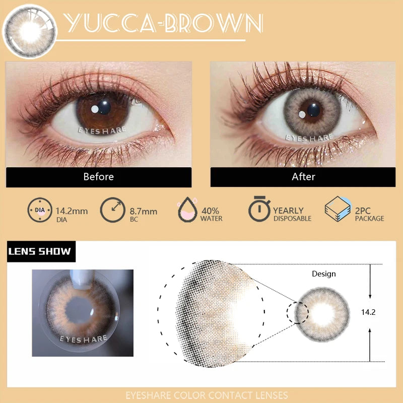 EYESHARE 1 Pair YUCCA Series Colored Contact Lenses for Eyes Contacts Colored Lenses Cosmetic Beauty Equipment Colored Contact