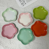 Qfdian Plum Blossom Small Plate 5.5Inches 14cm Rainbow Sauce Plate Flower Shaped Pet Gradual Spike Bone Plate Tableware Ceramic Dishs