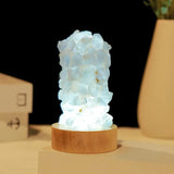Qfdian  Crystal Wishing Lamp Natural Amethyst Tooth Flower Dim Light USB Interface with Switch Crystal Home Decorations Men Gift
