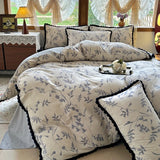 Qfdian  3/4Pcs Printing Bedding Set Skin-friendly Soft Duvet Cover Set Bed Sheet Or Bed Skirt Pillowcases