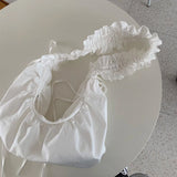 Qfdian Fashion Simple All Match Shoulder Bag Drawstring Pleated Ruffled Women Handbags Streetwear Y2k Aesthetic Vintage Crossbody Bags