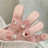 Qfdian 24Pcs Wearable Coffin Fake Nail Tips with Butterfly Camellia Designs Red Long Ballerina False Nails Press on Nails Art Manicure