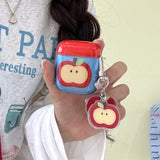 Qfdian Korea Cute Apple Transparent Blue Soft Earphone Case For AirPods 2 3 4 Pro 2 Bluetooth Earphone Charging Box Cover With Pendant