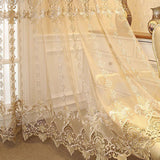 Qfdian  High-end Atmosphere Luxury European Embroidered Window Screen Curtain Living Room Bedroom Balcony Golden Blackout  Product