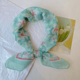 Qfdian  Printed fresh and sweet childlike style small square scarf for women spring and autumn new neck scarf sun protection scarf