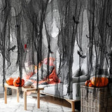 Qfdian  500 x 39 Inch Large Size Halloween Black Creepy Cloth, Halloween Scary Spooky Fabric Cloth, Windows Doorways Cover Gauze Cheese