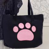 Qfdian  Fashion Cartoon Cute Paw Underarm Bag Women Y2k Aesthetic Kawaii Chic Canvas Bags All Match Casual Office Lady Shoulder Handbags