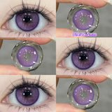 Qfdian  1 pair New Purple Halloween Colored Contact Lenses Beauty Myopia Lens for Eyes Fashion Big Eye Lenses Natural Blue Lenes