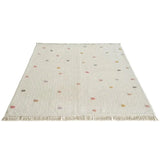 Qfdian Pink Dots Fluffy Carpet For Living Room With Tassels, Plush Bedroom Rug,Soft Kids Rug,White Hairy Nursery Play Mats For Children