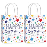 Qfdian  12 Pieces Gift Bags with Handle, Paper Treat Candy Bag Glow in The Dark Favor Bags For Glow Theme Party Decoration Supplies