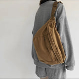 Qfdian  Vintage Canvas Y2k Chest Bags Japanese All Match Trendy Men Shoulder Bag High-capacity Grunge Students Crossbody  for Women