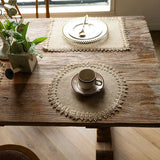 Qfdian Round Burlap Placemats Set of 4 Jute Rustic Place Mats for Dining Party Tables Heat Resistant Natural Farmhouse Table Mats Decor