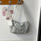 Qfdian Vintage Y2k Aesthetic All Match Shoulder Bags Casual Fashion Chain Underarm Bag Cartoon Women Kawaii Print Handbags Crossbody