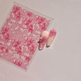 Qfdian 1pcs White 5D Pearl Lace Wave Lines Nail Art Stickers Elegant Exquisite Nail Decoration Decals DIY Self Adhesive Transfer Slider