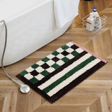 Qfdian Checkerboard bathroom absorbent mats toilet non-slip floor mats absorbent quick-drying bath mat bedroom carpet floor mats