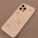 Qfdian 3D pink bow love phone case for iphone 13 pro max 15pro 11 13pro 15promax 14promax 12 sweet bright shell shockproof cover girl