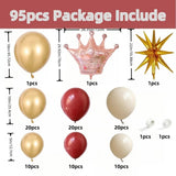 Qfdian  95pcs Gold Wine Red White Balloons Arch Garland Kit, for Birthday Baby Shower Wedding Party Graduation Celebration Decoration