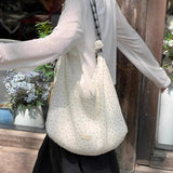 Qfdian Korean Chic Dot Girls Canvas Bags 2025 New Casual Kawaii Sweet Women's Handbags All Match Chic Fashion Ins Shoulder Underarm Bag