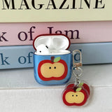 Qfdian Korea Cute Apple Transparent Blue Soft Earphone Case For AirPods 2 3 4 Pro 2 Bluetooth Earphone Charging Box Cover With Pendant
