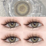 Qfdian  1Pair Natural Brown Contact Lenses for Eyes Colored Lenses Gray Pupils Big Eye Lenses Fashion Beauty Contacts Yearly