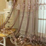 Qfdian  European Pastoral Embroidered Flower Curtains for Living Dining Room Bedroom White Gauze Bay Window Korean Window Screen Balcony