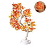 Qfdian  Artificial Bonsai Tree Lights Table Decor Maple Leaves Tree Fairy Lamp, Battery/USB Operated LED Night Light, for Camping Decor