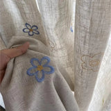 Qfdian  Finished Embroidery Simple Curtains for Living Room Linen Blackout Bedroom Floor To Ceiling Windows Custom Thermal