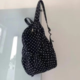 Qfdian  Vintage Trendy All Match Dots Students Backpack Y2k Aesthetic Women Casual Pleated Backpacks Fashion Y2k Aesthetic Schoolbags