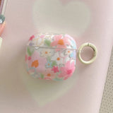 Qfdian Transparent Oil Painting Flower Shockproof Protector With Keychain For AirPods 1 2 3 4 Case For AirPods Pro 2 Protection Cover