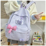 Qfdian Streetwear Travel Backpacks for Women Students Fashion All Match Trendy Schoolbags Sweet Y2k Aesthetic Plaid Kawaii Bow Backpack