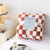 Qfdian Throw Blankets Flannel Blanket with Checkerboard Grid Pattern Soft Throw Blanket for Couch, Sofa Warm and Cozy for All Seasons